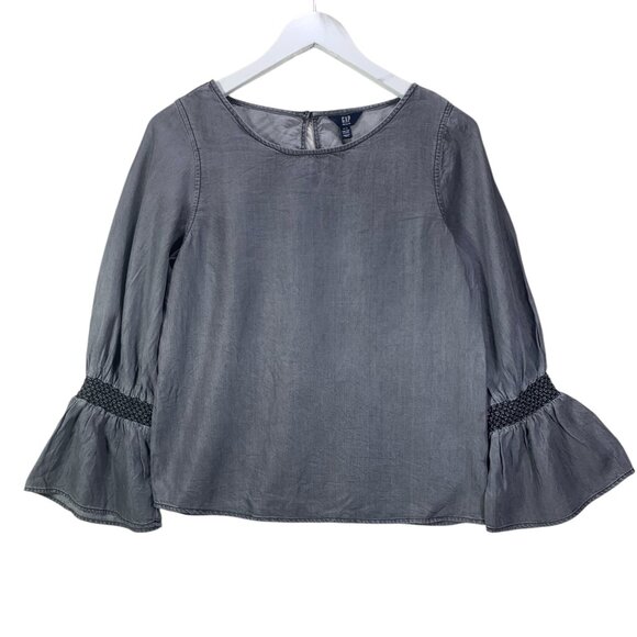 Gap Smocked Trumpet Sleeve Blouse in TENCEL boho top - Picture 1 of 8